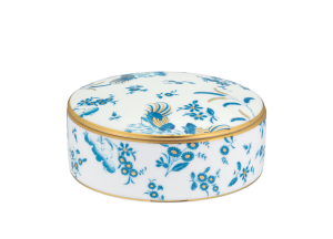 Ginori Oro Di Doccia Turchese Round Box With Cover - 5"